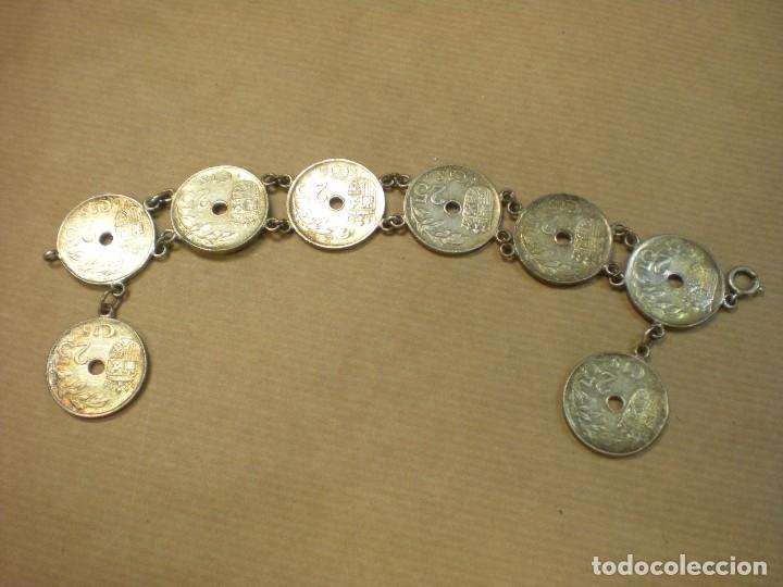 Joyeria: Pulsera con 8 monedas de 25 c&eacute;ntimos 1937  longitud 20cm - Foto 1
