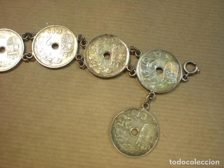 Joyeria: Pulsera con 8 monedas de 25 c&eacute;ntimos 1937  longitud 20cm - Foto 2