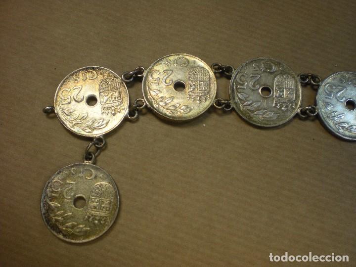 Joyeria: Pulsera con 8 monedas de 25 c&eacute;ntimos 1937  longitud 20cm - Foto 3