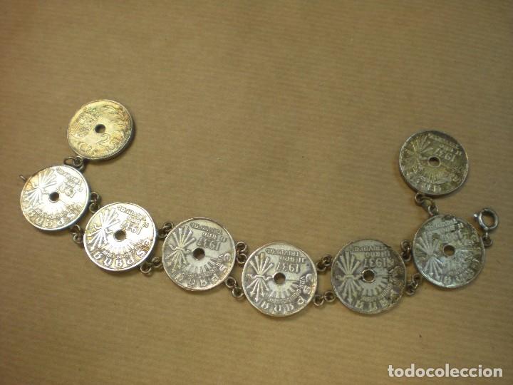 Joyeria: Pulsera con 8 monedas de 25 c&eacute;ntimos 1937  longitud 20cm - Foto 5