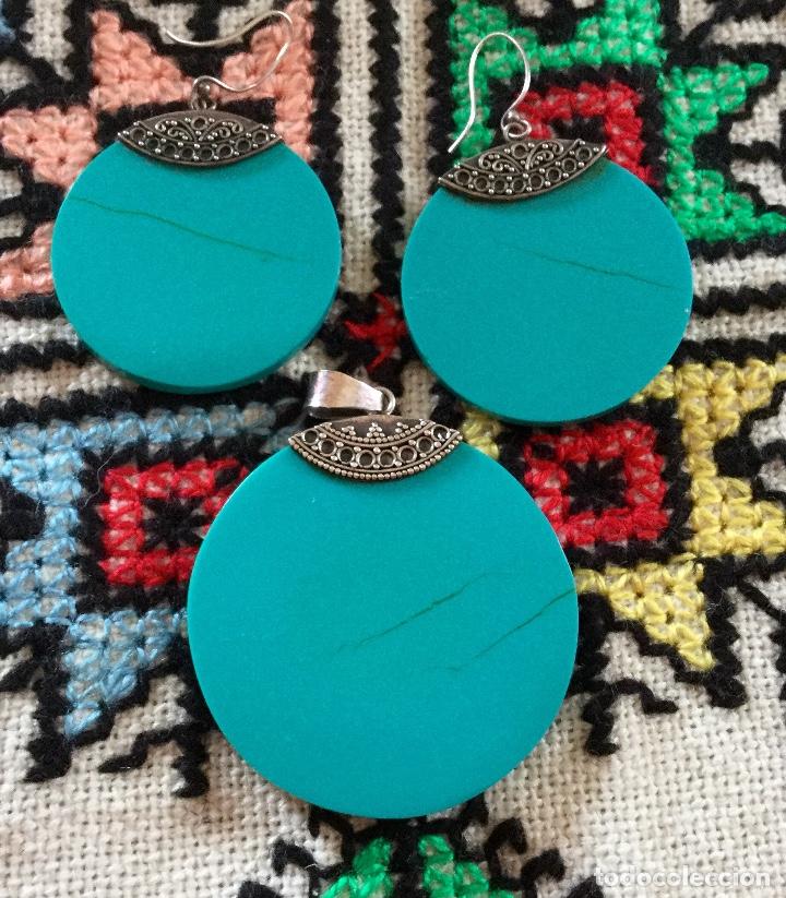 Joyeria: Conjunto de plata repujada con turquesas - Foto 2
