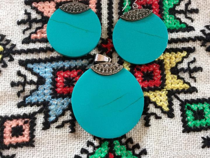 Joyeria: Conjunto de plata repujada con turquesas - Foto 3