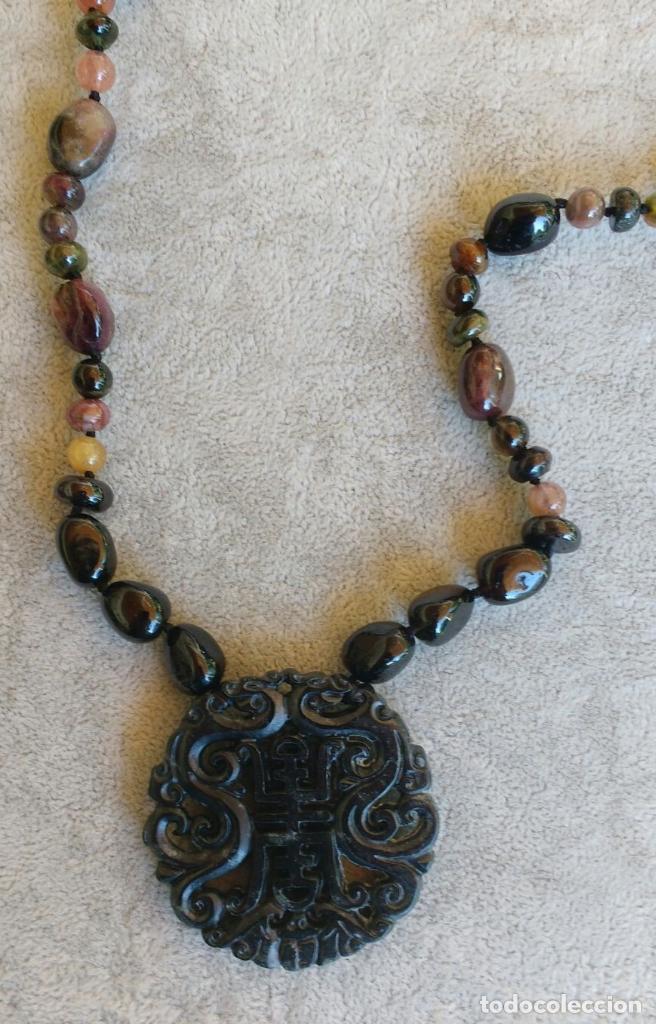 Joyeria: COLLAR DE TURMALINA CON MEDALL&Oacute;N DE JADE. - Foto 2