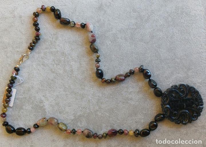 Joyeria: COLLAR DE TURMALINA CON MEDALL&Oacute;N DE JADE. - Foto 3