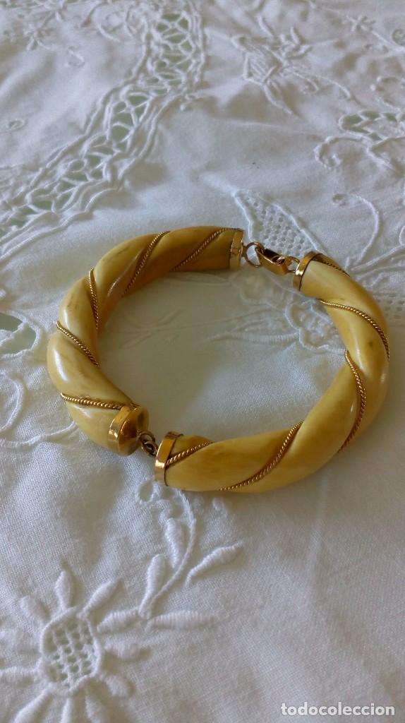 Joyeria: Pulsera de oro y marfil antigua - Foto 1