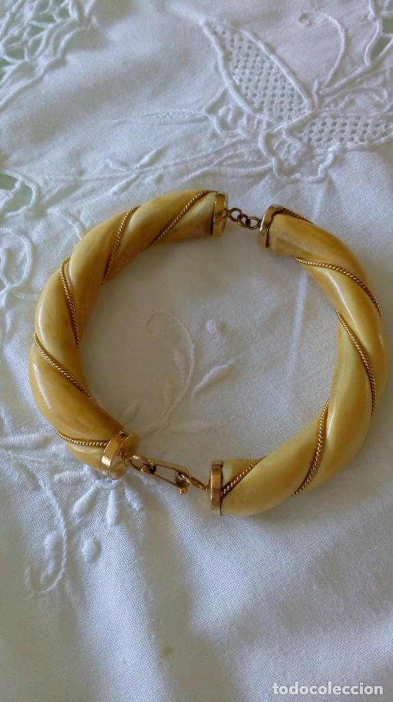 Joyeria: Pulsera de oro y marfil antigua - Foto 6
