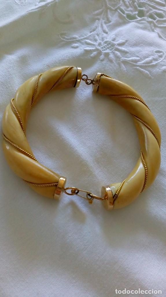 Joyeria: Pulsera de oro y marfil antigua - Foto 7