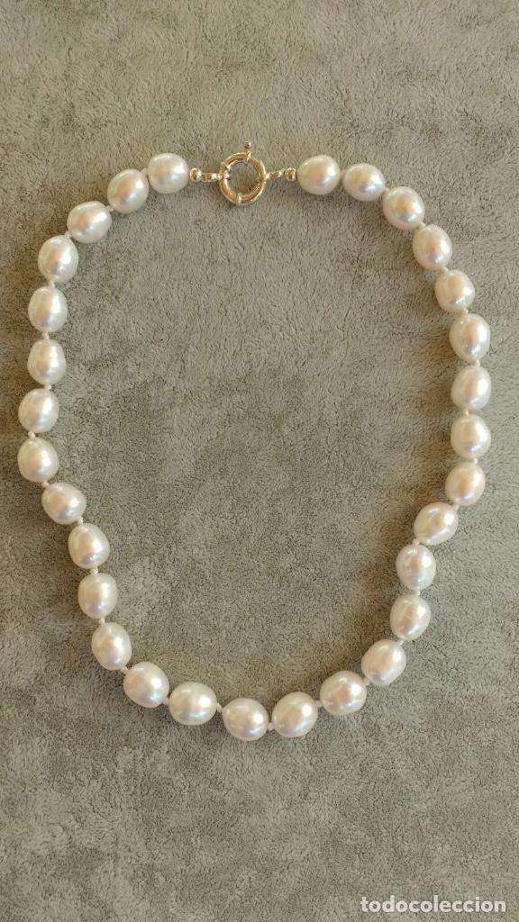 Joyeria: collar de perlas ovaladas de 10mm con cierre de plata - Foto 1