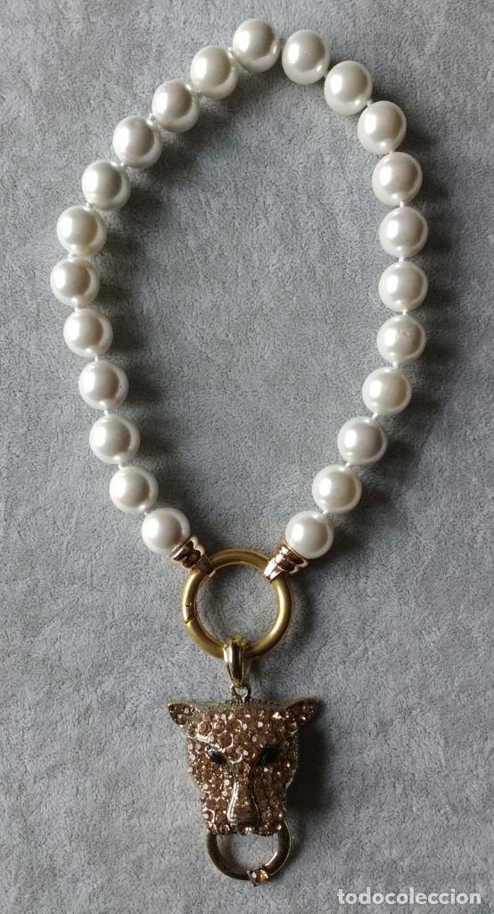 Joyeria: COLLAR DE NACAR Y CABEZA DE PANTERA DE METAL - Foto 1