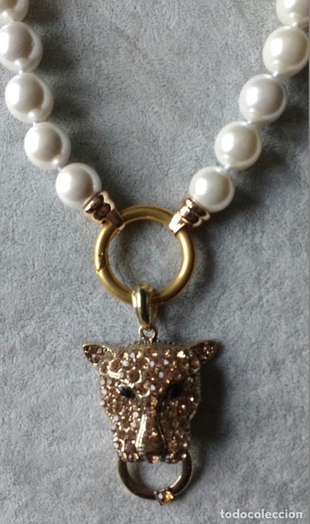 Joyeria: COLLAR DE NACAR Y CABEZA DE PANTERA DE METAL - Foto 2