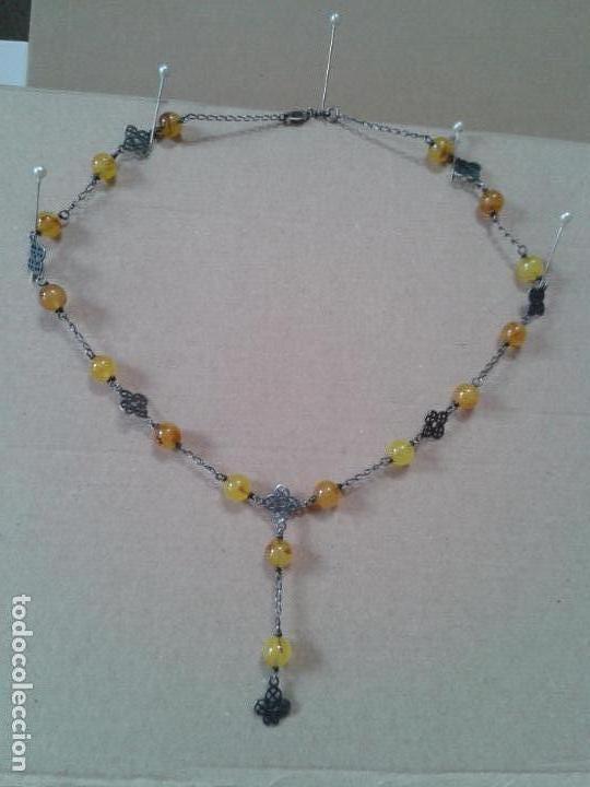Joyeria: Gargantilla de &aacute;mbar y plata envejecida. - Foto 1