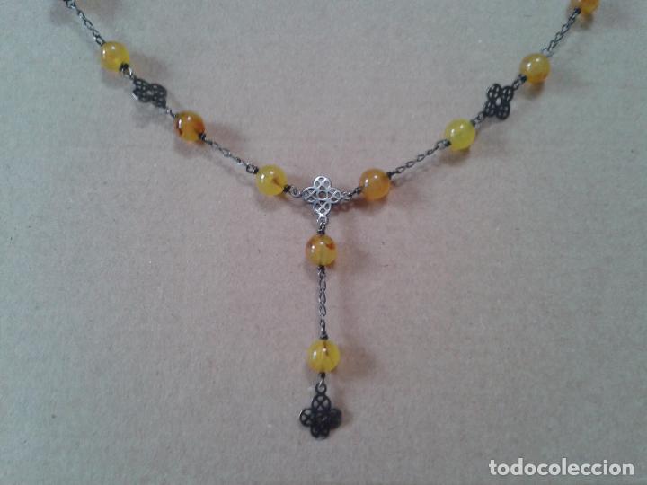 Joyeria: Gargantilla de &aacute;mbar y plata envejecida. - Foto 2