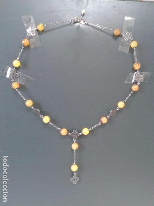Joyeria: Gargantilla de &aacute;mbar y plata envejecida. - Foto 3