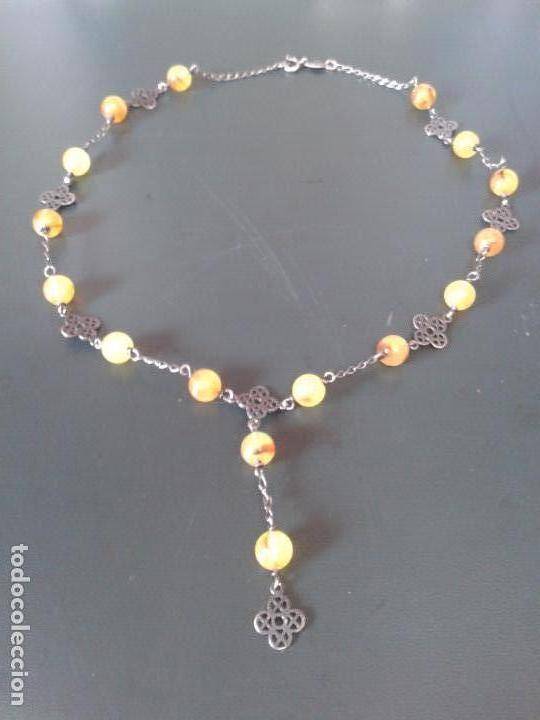 Joyeria: Gargantilla de &aacute;mbar y plata envejecida. - Foto 5