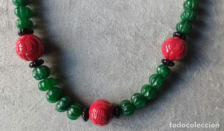 Joyeria: COLLAR DE ESMERALDAS, &Oacute;NIX Y CORAL LABRADO. - Foto 2