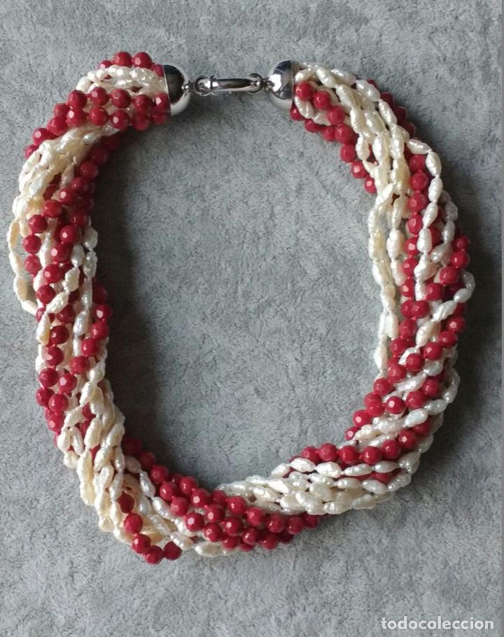 Joyeria: COLLAR VARIAS TIRAS DE PERLA Y CORAL. - Foto 1
