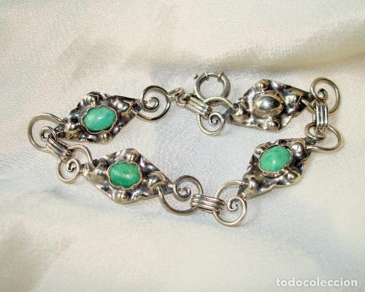 Joyeria: PULSERA DE PLATA Y TURQUESA VERDE - Foto 1