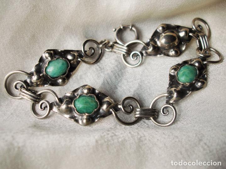 Joyeria: PULSERA DE PLATA Y TURQUESA VERDE - Foto 2