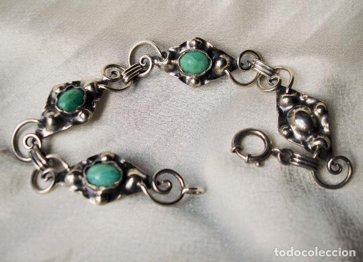 Joyeria: PULSERA DE PLATA Y TURQUESA VERDE - Foto 4