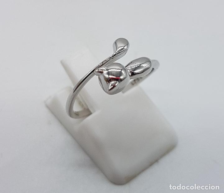 Joyeria: Original anillo con forma de gato en plata de ley contrastada . - Foto 4