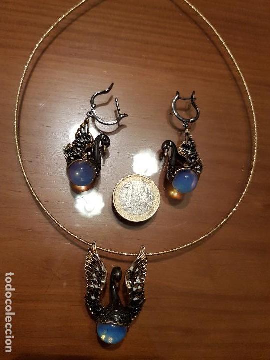 Joyeria: Pendientes y colgante plata dorada y esmaltada - Foto 2