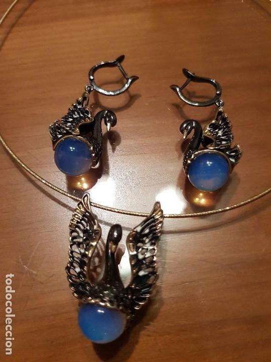 Joyeria: Pendientes y colgante plata dorada y esmaltada - Foto 6