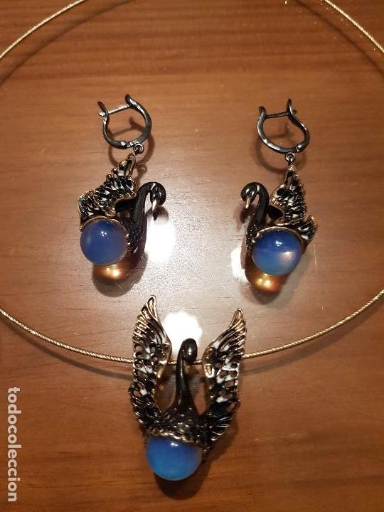 Joyeria: Pendientes y colgante plata dorada y esmaltada - Foto 1