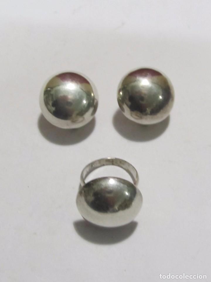 Joyeria: JUEGO DE SORTIJA Y PENDIENTES DE PLATA, TALLA 12 - Foto 1