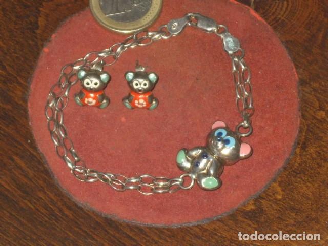 Joyeria: JUEGO DE PULSERA Y PENDIENTES DE PLATA. - Foto 1