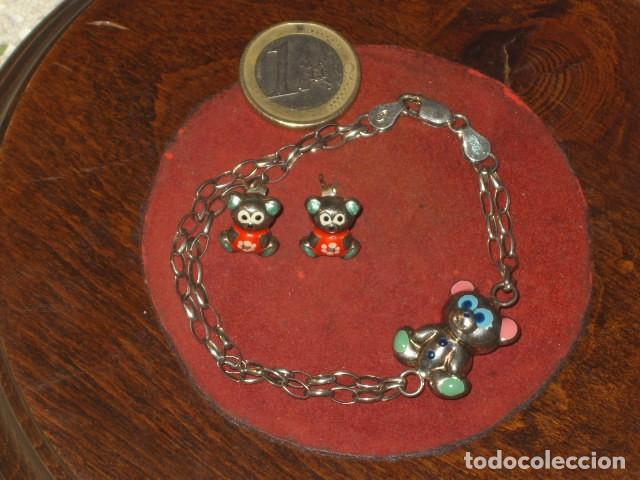 Joyeria: JUEGO DE PULSERA Y PENDIENTES DE PLATA. - Foto 2