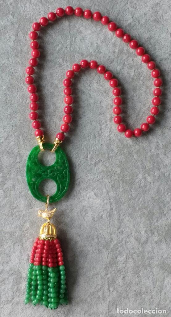 Joyeria: COLLAR DE CORAL Y JADE CON PIEZAS DE PLATA. - Foto 1