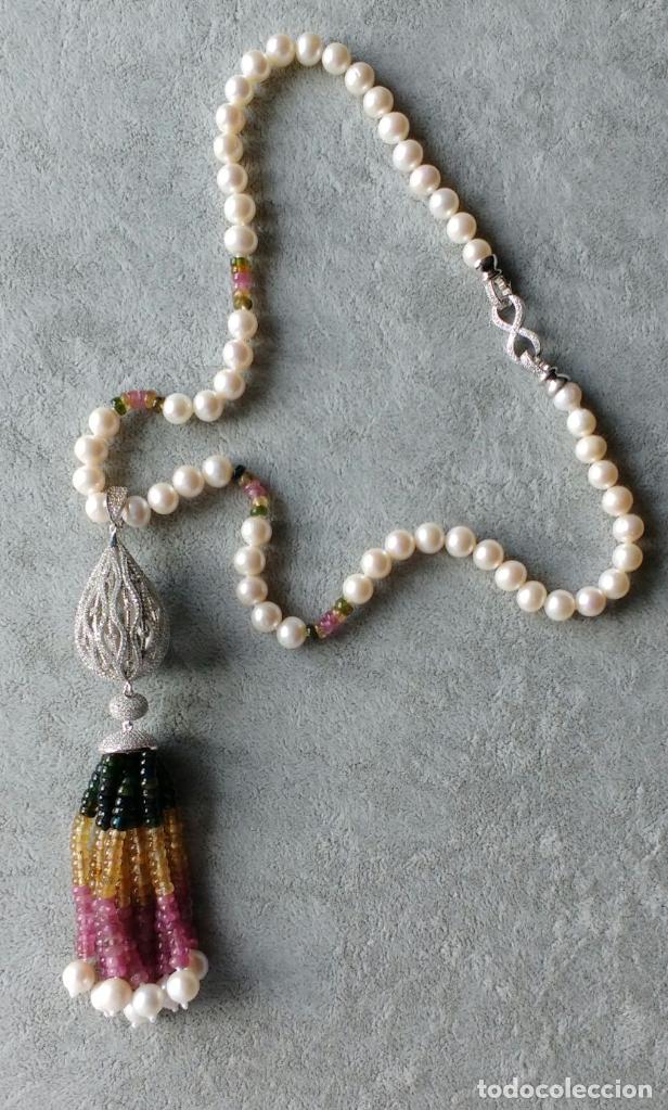 Joyeria: COLLAR DE PERLA Y TURMALINAS DE COLORES. - Foto 1