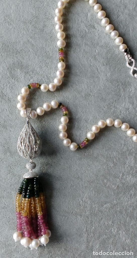 Joyeria: COLLAR DE PERLA Y TURMALINAS DE COLORES. - Foto 2
