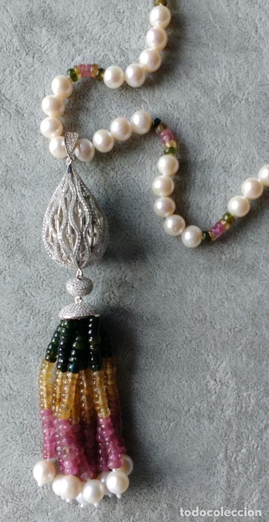 Joyeria: COLLAR DE PERLA Y TURMALINAS DE COLORES. - Foto 3