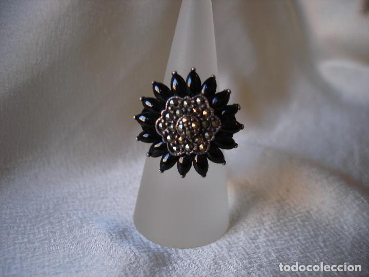 Joyeria: ANILLO DE PLATA ONIX NEGRO Y MARCASITAS - Foto 1