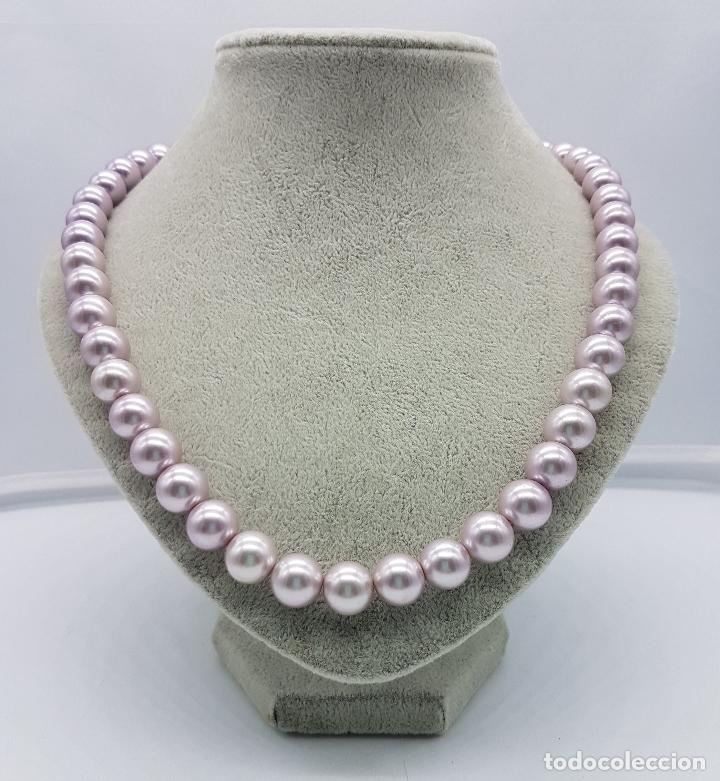 Joyeria: Bonito collar antiguo en perlas color malva . - Foto 1