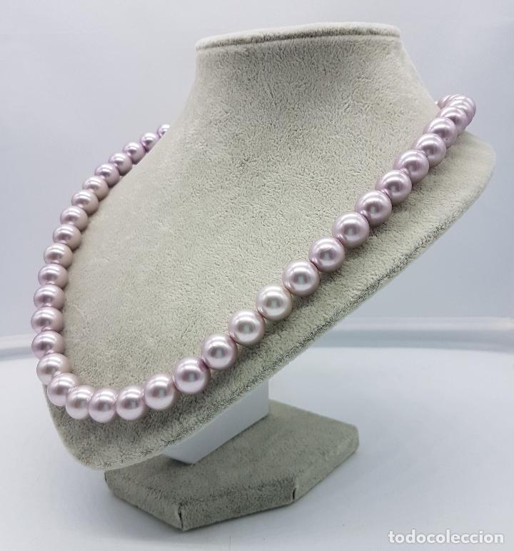 Joyeria: Bonito collar antiguo en perlas color malva . - Foto 2