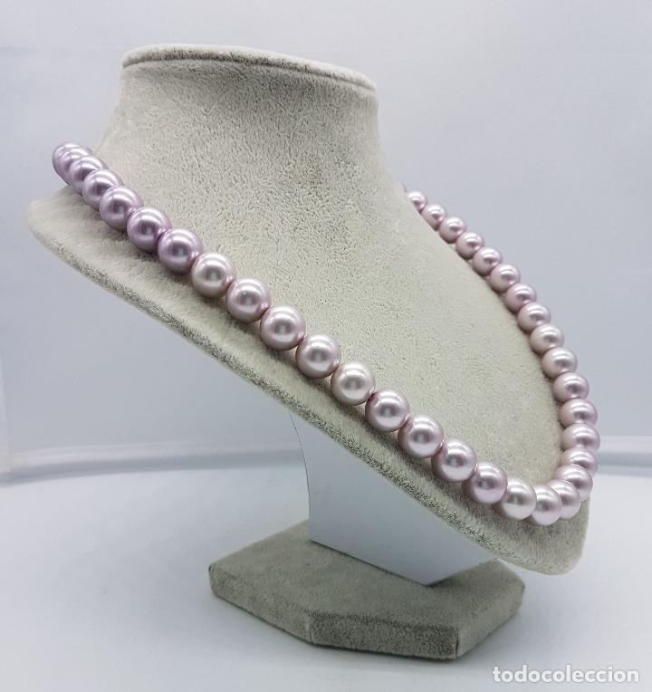 Joyeria: Bonito collar antiguo en perlas color malva . - Foto 3