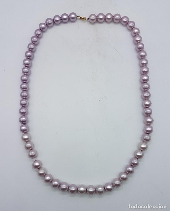 Joyeria: Bonito collar antiguo en perlas color malva . - Foto 5