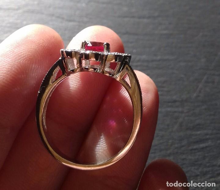 Joyeria: Anillo en Plata de Ley, Rub&iacute; y Topacios blancos - Foto 5