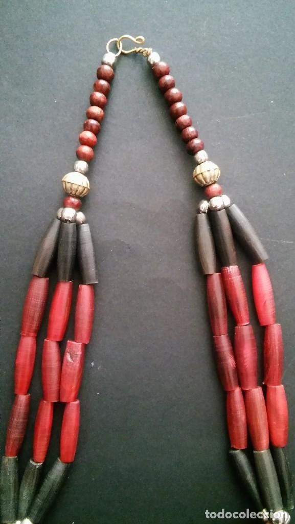 Collier Argent Vieilli Avec Pierres Naturelles - Tons Bordeaux/marron, Style Indien