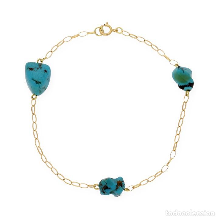 Joyeria: Pulsera, oro amarillo 18K y turquesas - Foto 2