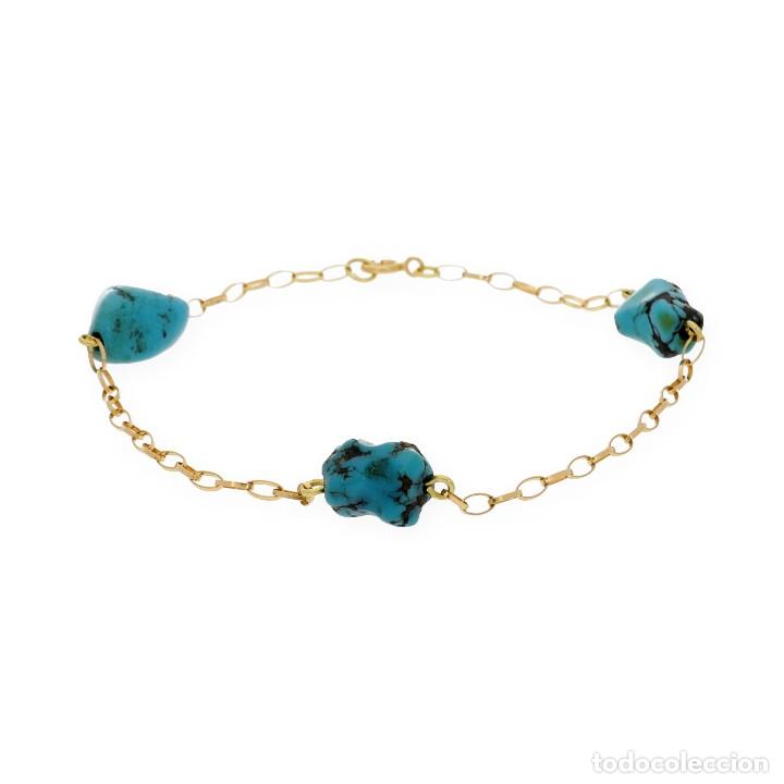 Joyeria: Pulsera, oro amarillo 18K y turquesas - Foto 3
