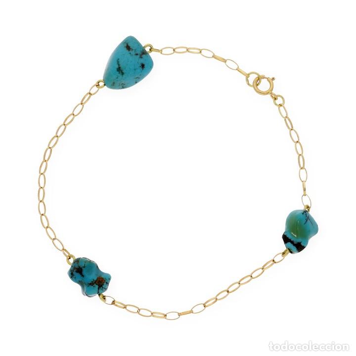 Joyeria: Pulsera, oro amarillo 18K y turquesas - Foto 4