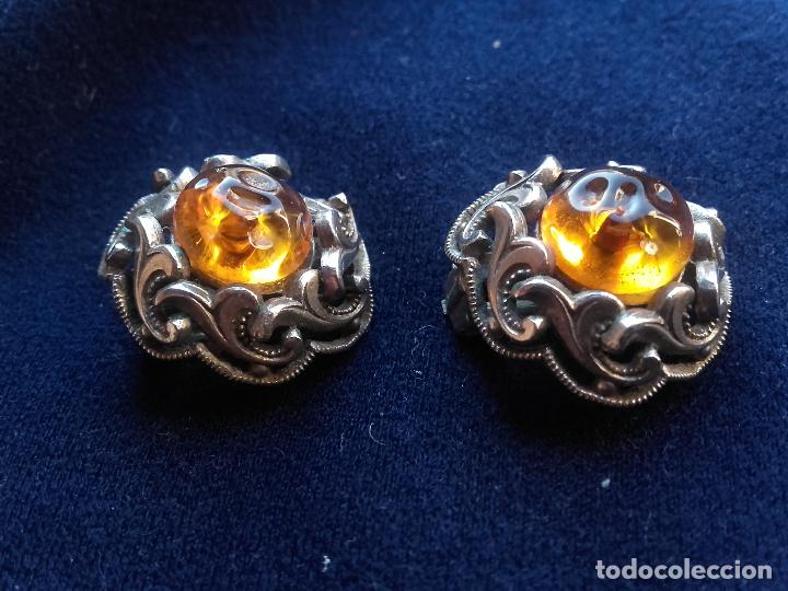 Joyeria: Pendientes plateados y ambar - Foto 1