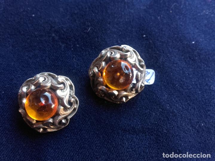 Joyeria: Pendientes plateados y ambar - Foto 2