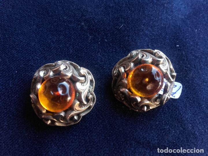 Joyeria: Pendientes plateados y ambar - Foto 3