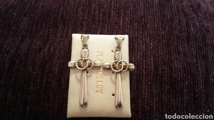Joyeria: PAREJA DE CRUCES EN PLATA DE LEY, PRECIOSAS - Foto 1