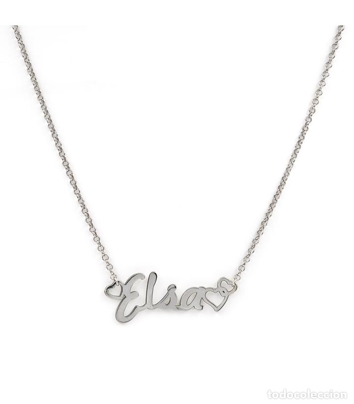 Joyeria: Collar nombre en plata con corazones - Foto 1