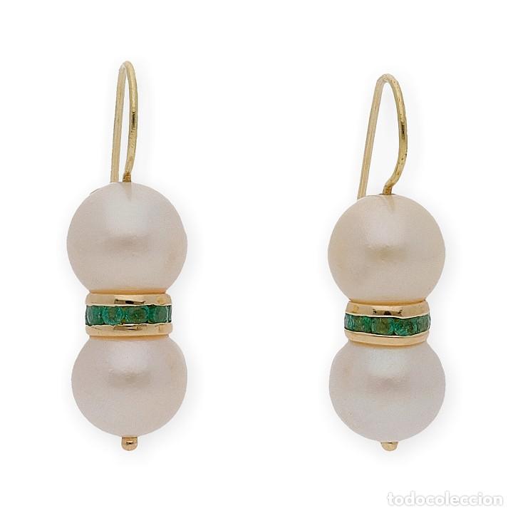 Joyeria: Pendientes Esmeraldas y Perlas Akoya de Japón en Oro de Ley 18k - Foto 4 - 115175895